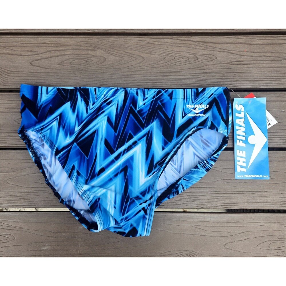 TYR The Finals Onyx All Over Racer Briefs, Mens Size 32, Blue NEW